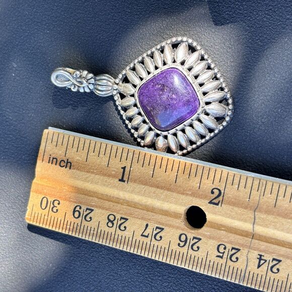 Carolyn Pollack Sterling Silver Purple Sugalite Pendant/ Enhancer - Picture 7 of 7